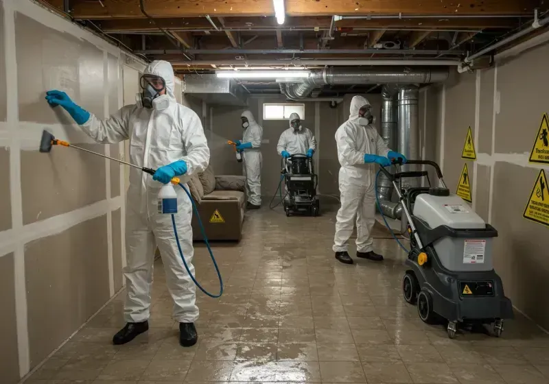 Basement Moisture Removal and Structural Drying process in El Lago, TX